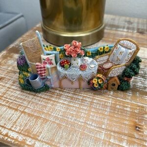 Photo Stand Small Notebook Stand Garden Tea Party Scene Vintage Rare